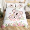 Kids Pink Rose Rabbit King Queen Duvet Cover Cartoon Animal Comforter Cover Rose Moon Floral Bedding Set Polyester Quilt Cover