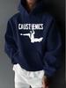 Bodyweight Training Silhouette Outline, Street Workout Enthusiast Trendy Print Casual Sport Outdoor Men's Long Sleeve Hoodie Sweat