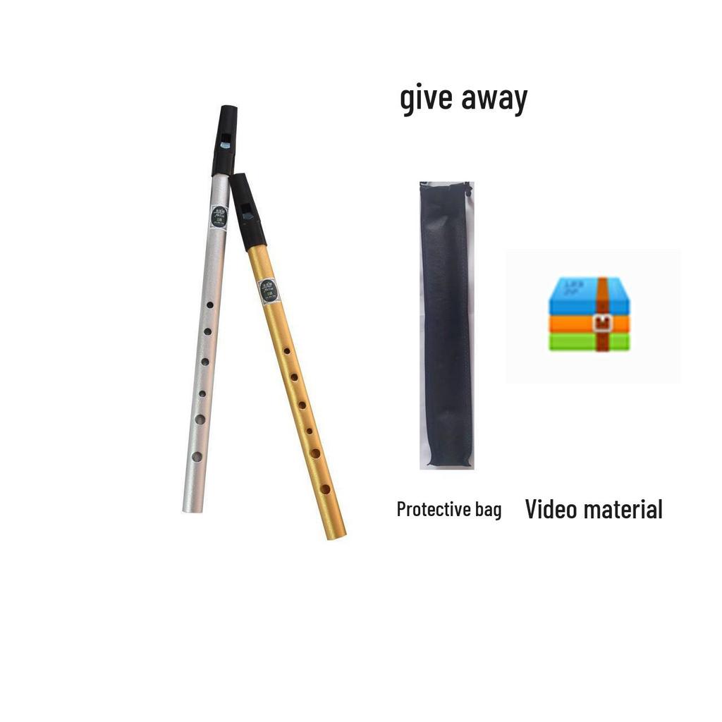 Irish Whistle C & D Key, Aluminum Alloy, Beginner & Adult Use, Includes Textbook