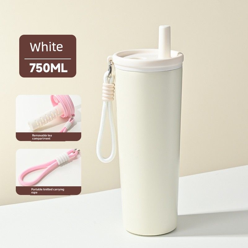 

Large-Capacity Thermos Cup for Women, Good-Looking Ice Cup, Portable Car Coffee Cup, Outdoor Sports Water Bottle, Tea Cup White [No Pattern] (750ml + Stainless Steel Liner)
