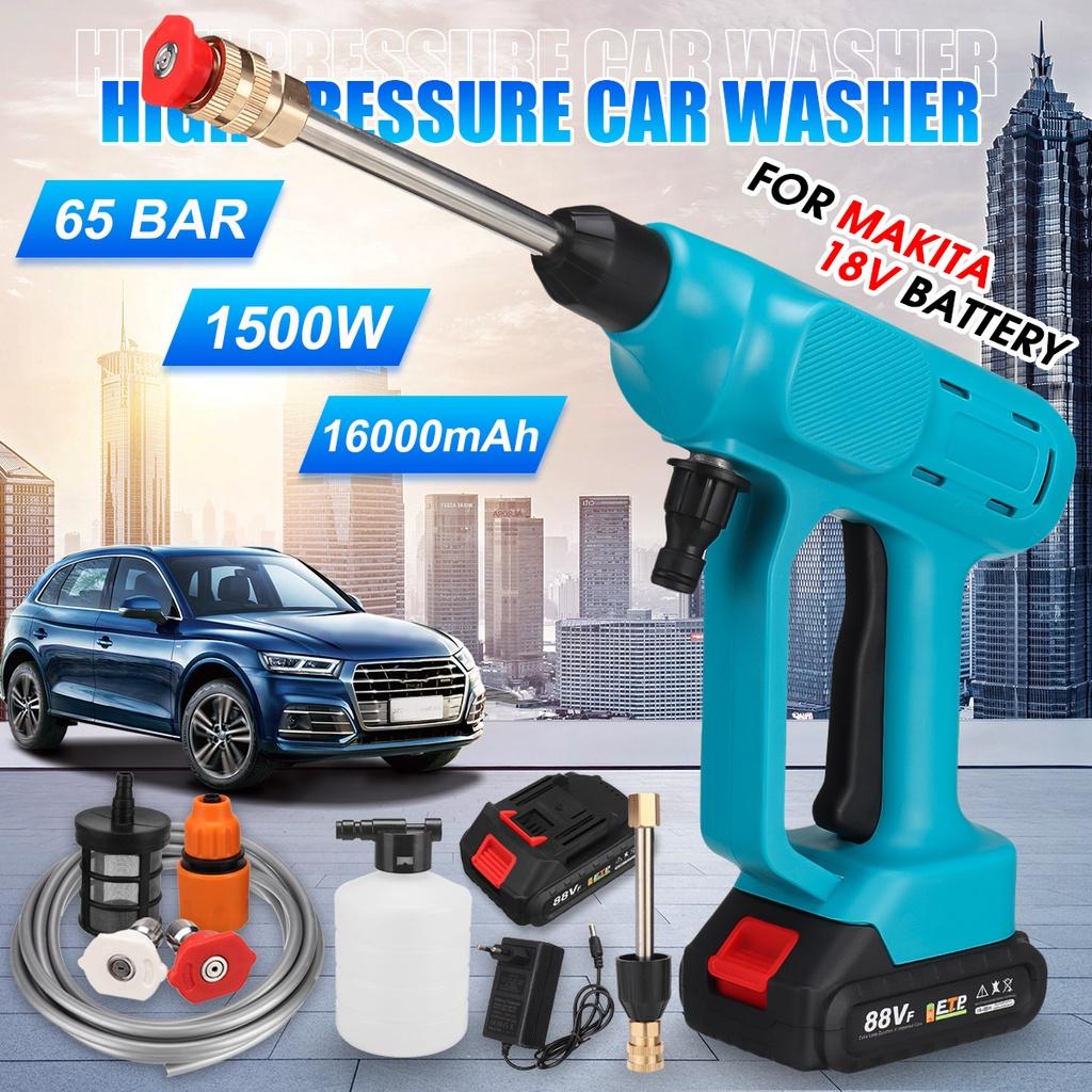 1500W 88VF Cordless High Pressure Washer Spray Water Gun Car Wash Pressure Water Nozzle Cleaning Machine for 18V Battery
