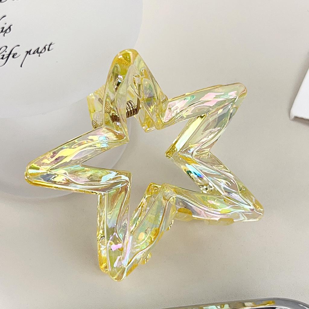 1pc Crystal Candy-colored Hair Clip Dazzling Hollowed-out Five-pointed Star Hair Clip Stylish and Elegant Hair Claw