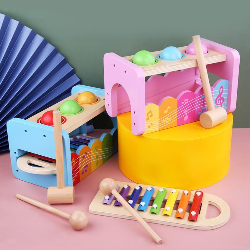 Children's Wooden Rainbow Music Knocking Table Eight-tone Knocking Piano Cognitive Hamster Parent-Child Toy