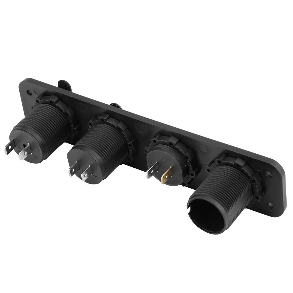 Switch Panel, 12-24V LED Dual USB Charger Voltmeter, Cigarette Lighter Power Outlet, 4 Hole