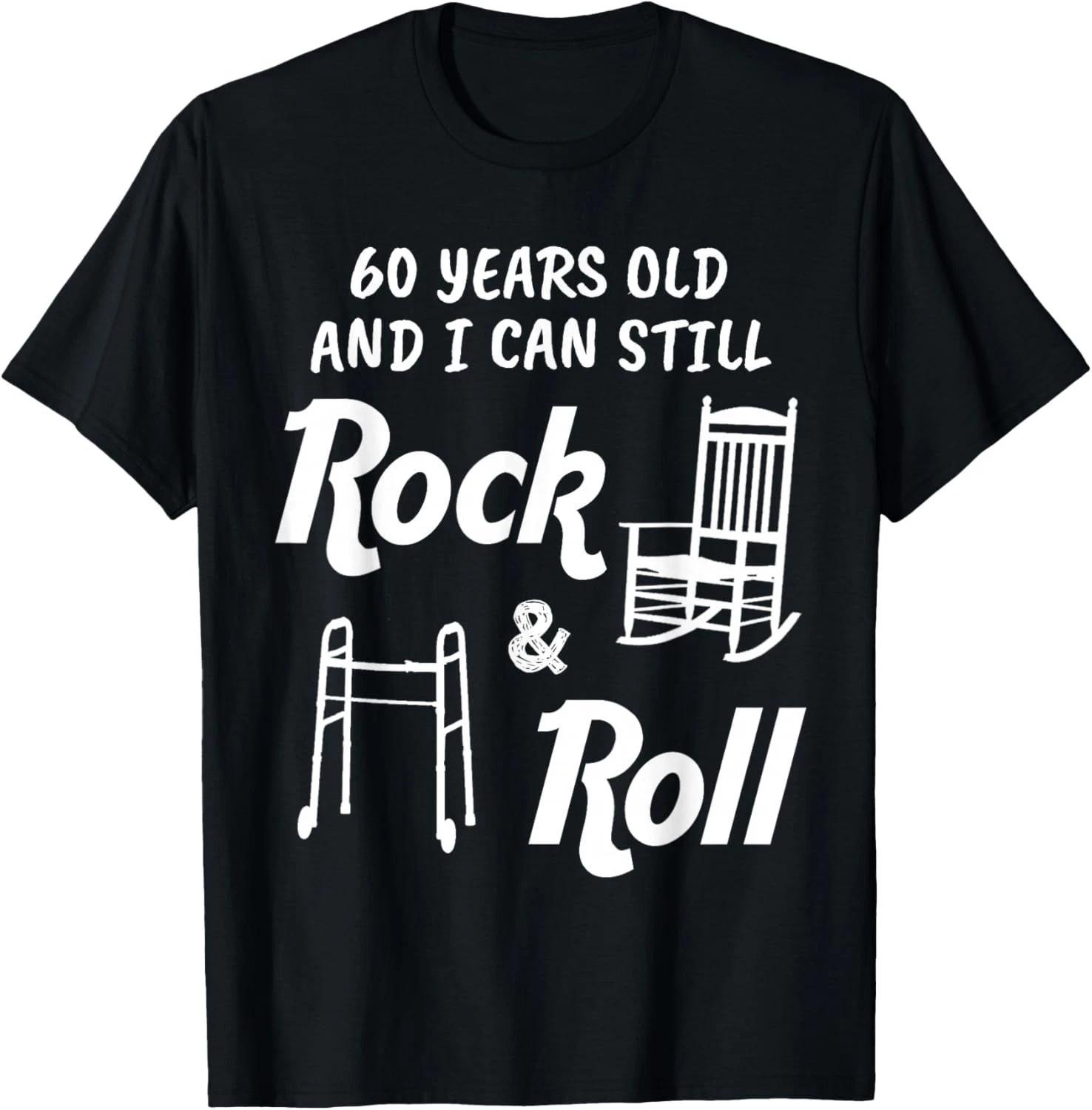 Смешной подарок на 60-летие, шуточная футболка Rock and Roll, унисекс 2XL