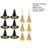 12Pcs Mini Witch Hat And Broom Crafts Halloween Party Decorations Reusable Black Hats Festive Home Party Ornaments
