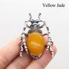 1Pc, Natural Stone Shell Beetle Pendant Brooch, Aura Healing Crystal Quartz Jade Gems Charms Brooch Pin for Jewelry Making DIY Halloween Crafts Gifts
