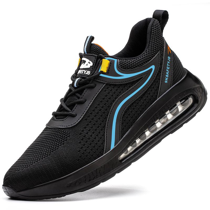 Fashion Air Cushion Safety Shoes Men Breathable Steel Toe Work Shoes Protective Lightweight Sport Work Sneakers Black Work Safety Boots