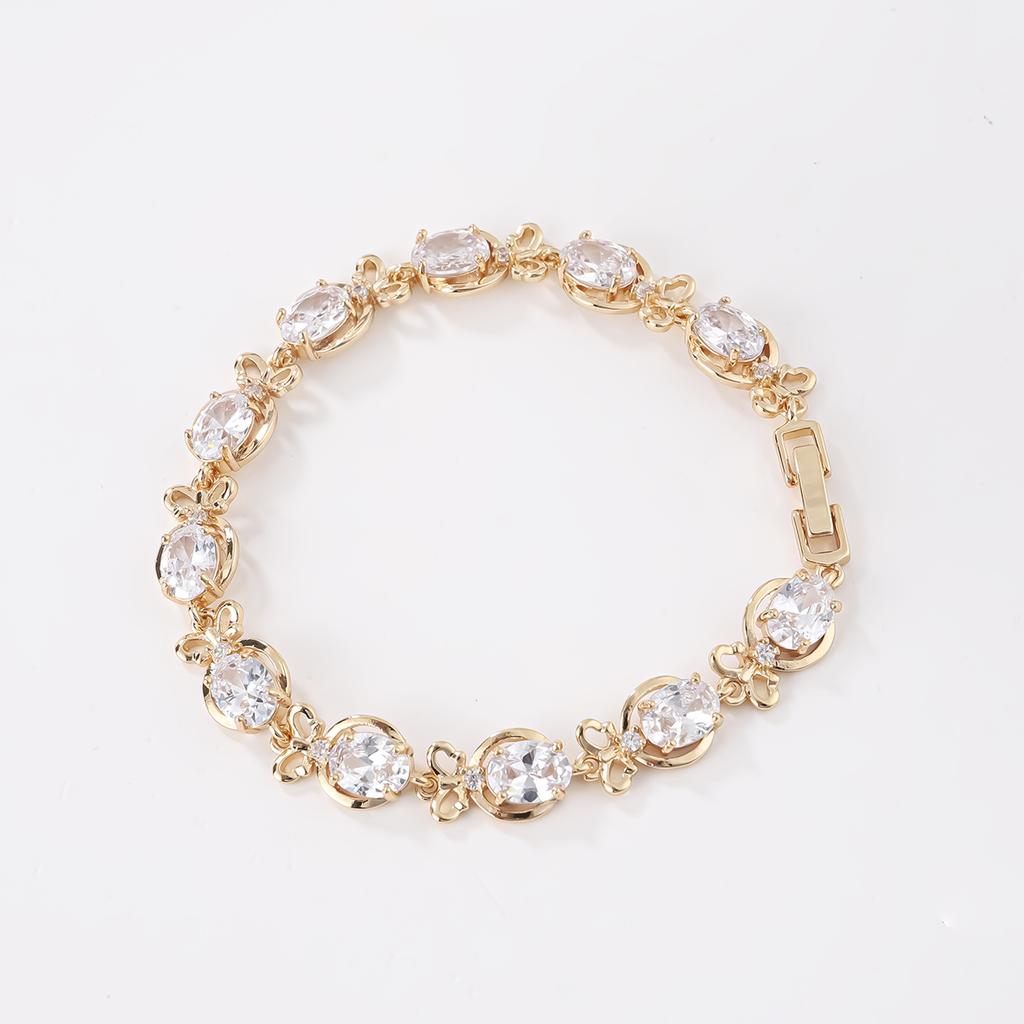 18K De Oro Gold Plated Cubic Zirconia Copper Pro Mayor Pulsera De Mujer Fashion Jewelry Custom Diamond Women Bracelet