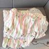 Women's Summer Cotton Pajama Set - Sweet Cardigan, Short Sleeve Top, and Shorts for Home Wear
