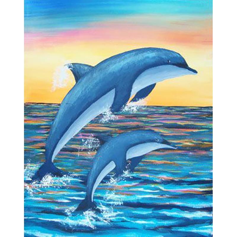 DIY 5D Diamond Painting Dolphin Full Square Drill Animal Diamond Embroidery Pictures of Rhinestones Mosaic Home Decor Art Gift