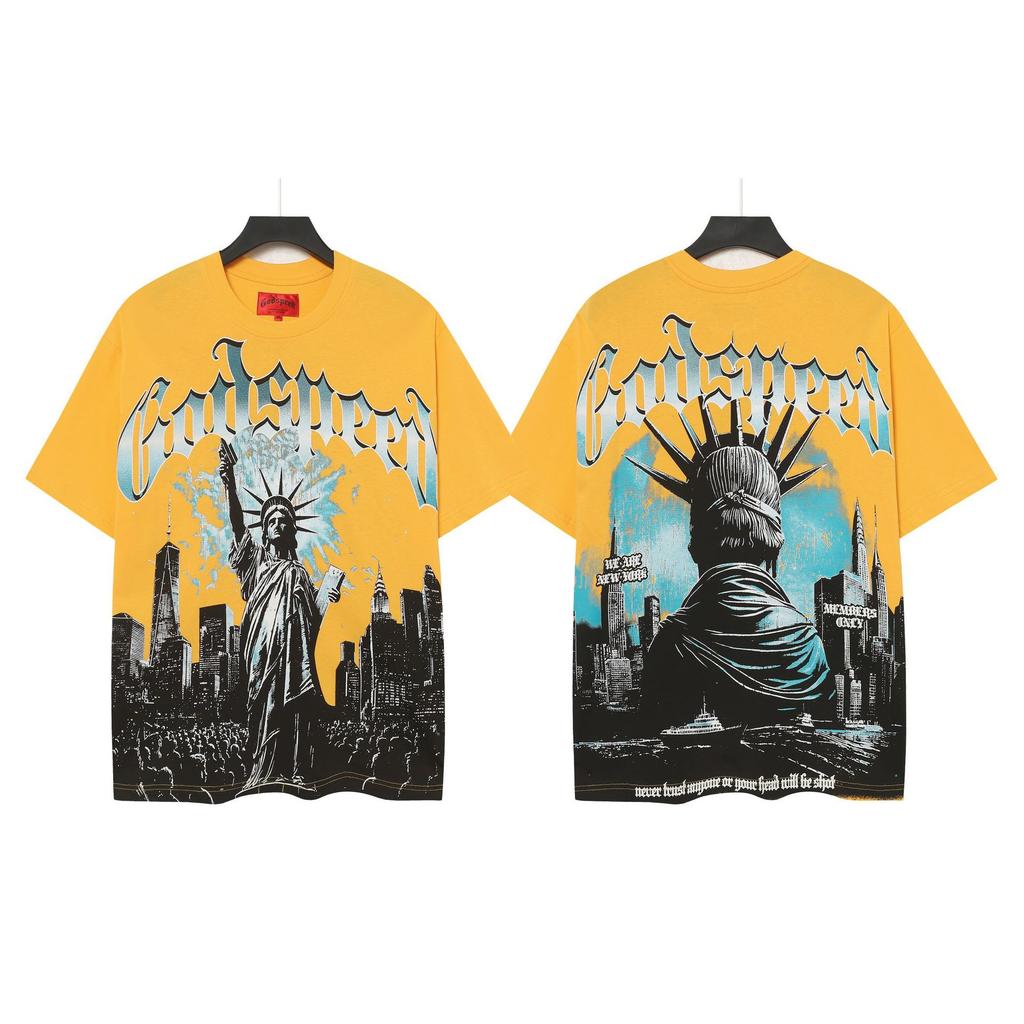 Summer New Trend Rock Street Hip Hop Retro Print Comfortable Versatile Casual T-shirt