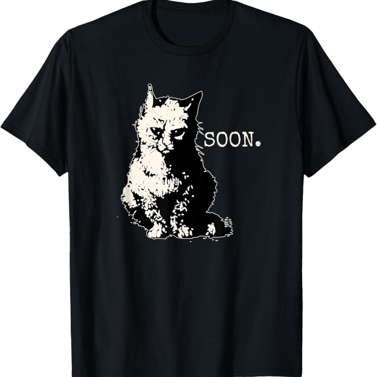 Evil Murder Cat Soon Meme Spooky Scary Funny Halloween Cat T-Shirt S