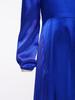 Kids Girls Puff Sleeve Square Neck Satin Party Gown Pleated Bodice Split Hem Back Invisible Zipper for Wedding Performance Banquet