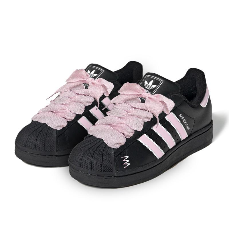 adidas Originals SUPERSTAR Skateboard Shoes Women's Low Top Black Pink EG4959(Team598-)