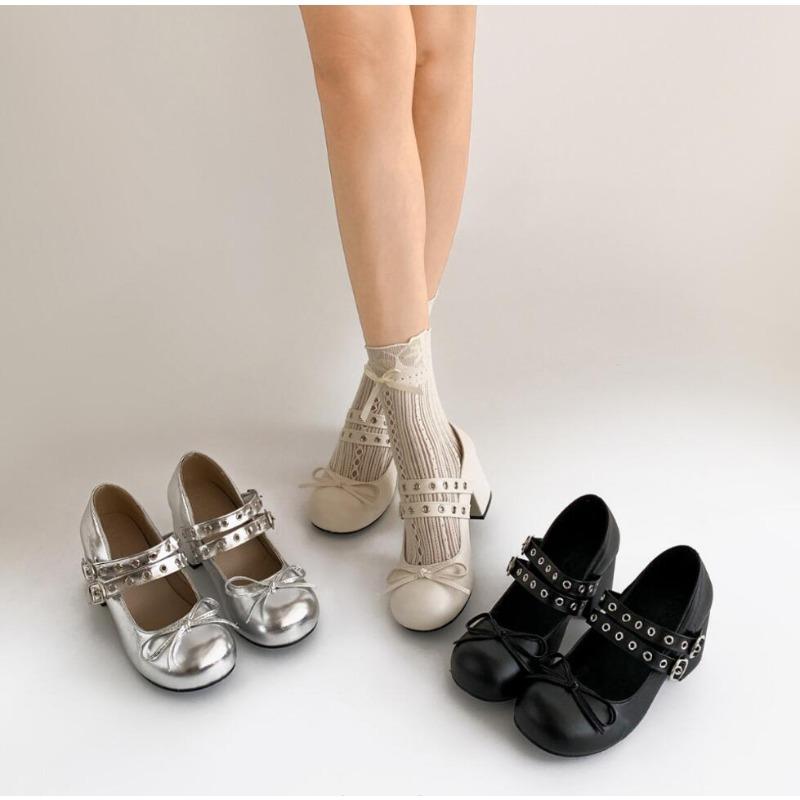 Designer Thick Heel Women Mary Jane Shoes Concise Round Toe Belt Buckle Shoes 2026 New Spring Female Elegant Dress Pumps