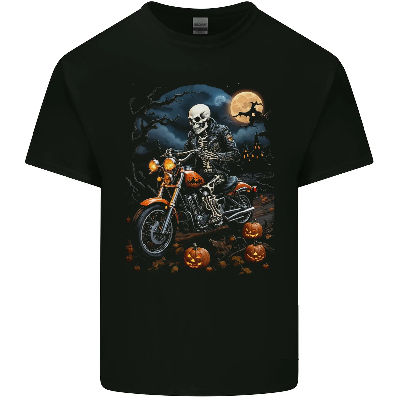 Skull Biker Motorcycle Motorbike Grim Reaper 27 Kids T-Shirt Childrens XL