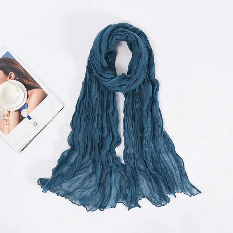 

90x180см Женский хлопково-льняной шарф-шаль хиджаб мусульманский длинный платок шарфы головные уборы однотонные шарфы женский простой головной платок