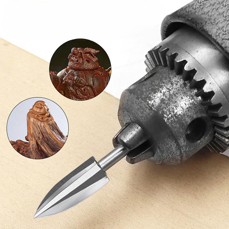 5pcs Electric Woodworking Milling Cutter Drill Bit, Furniture Tea Table Wood Carving Root Carving Grinding Polishing Tool 5pc Carving Knife Set