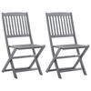 Foldable Garden Chairs 2 Pcs Solid Acacia Wood