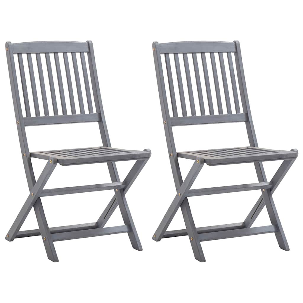 Foldable Garden Chairs 2 Pcs Solid Acacia Wood