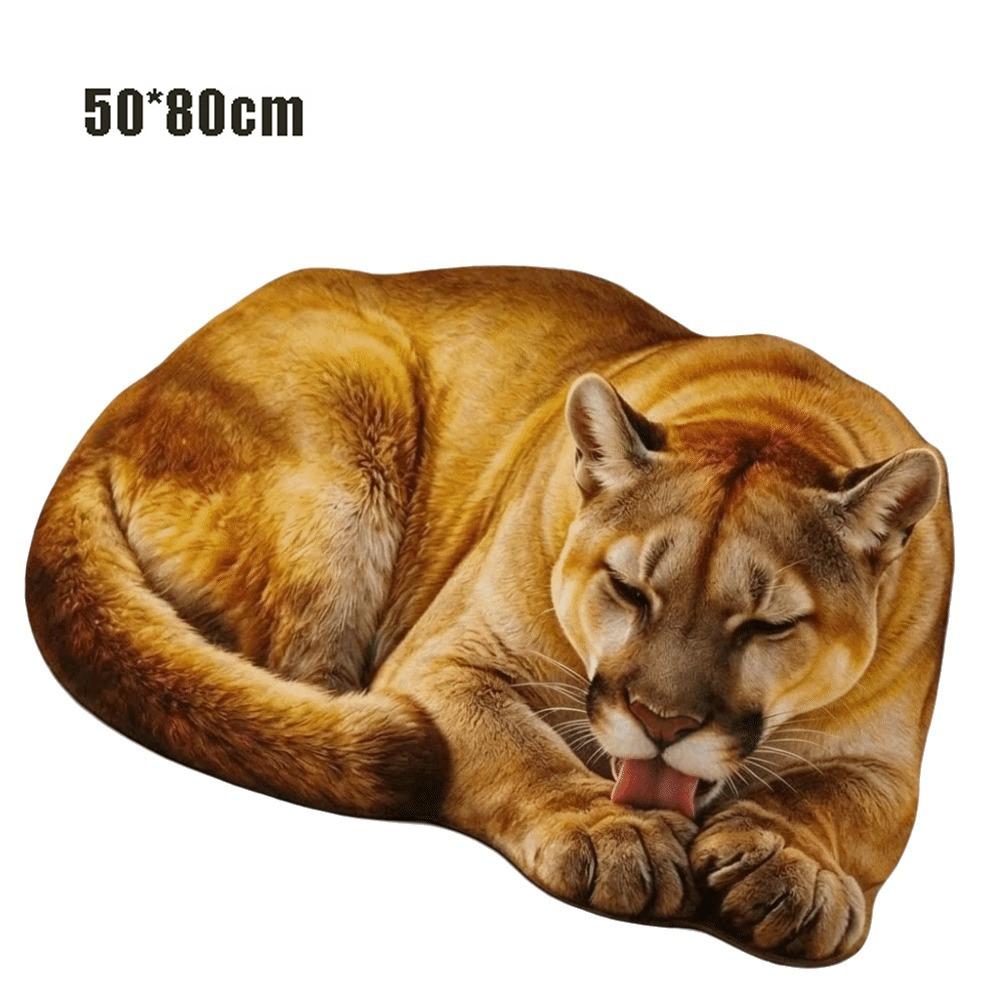 Non Slip Tiger Floor Mat Imitation Cashmere Animal Shape Mat Realistic Entrance Carpet  Home Decor