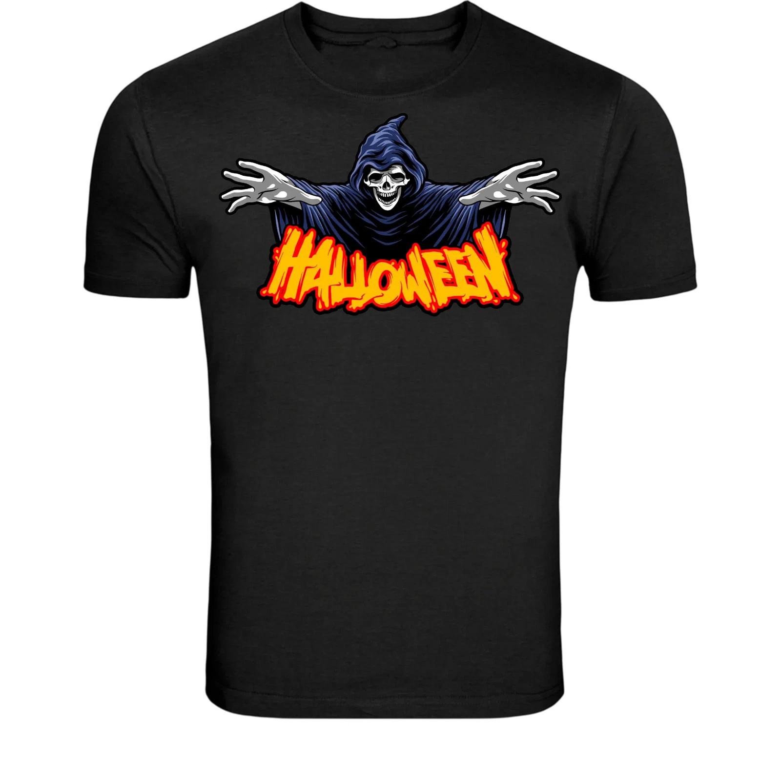 Grim Reaper Halloween T-Shirt - Spooky Death Halloween Graphic Tee S