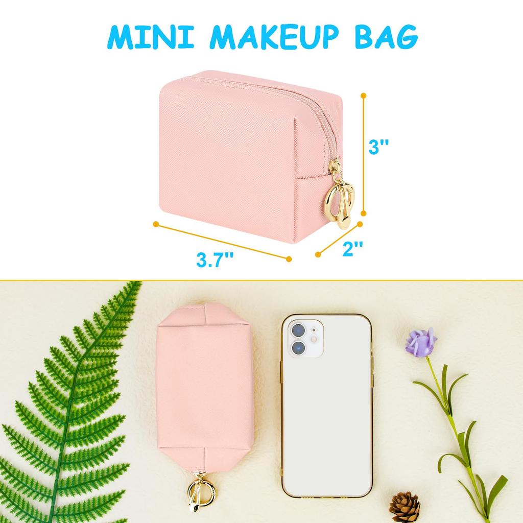 Desing Wish Mini Pouch with Key PU Leather Cute Travel Small Makeup Pouch Ring, Pouch, Pouch, (Pink)