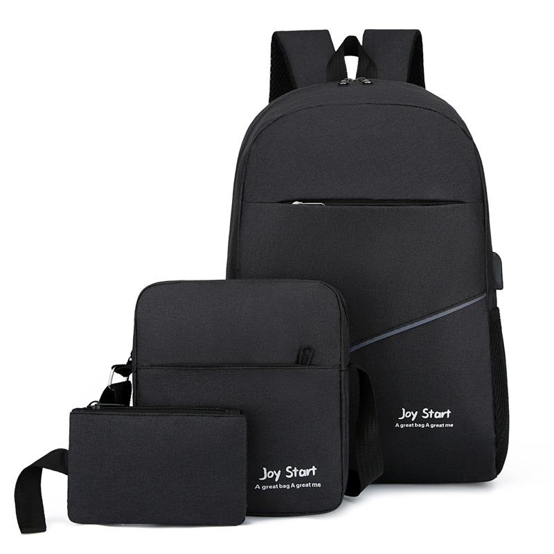 

School bag new fashion three-piece backpack men s business backpack casual Oxford cloth student school bag fashion
