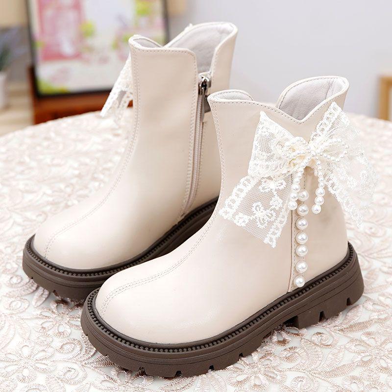 

2025 New Style Girls Genuine Leather Ankle Boots with Soft Sole and Velvet Lining Default Item