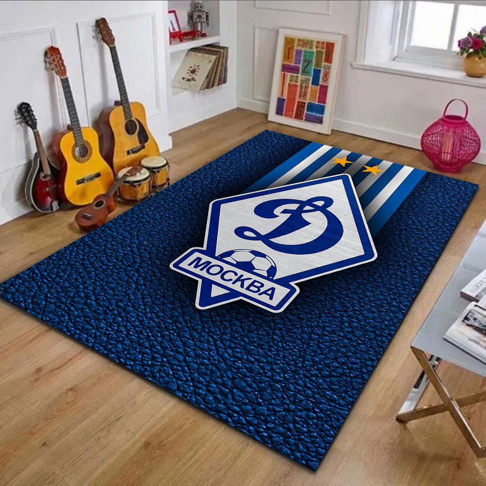 Dynamo Moscow Soccer Club Emblem Design Patterned Carpet, Non Slip Mat Suitable for Living Room and Bedroom Sofas