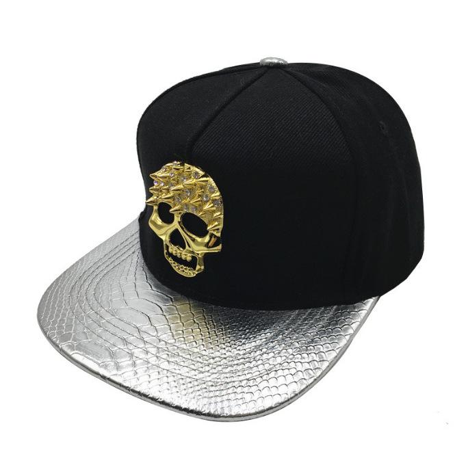 European and American new crocodile pattern PU leather baseball cap male trend hip hop skull flat brim hat street men and women