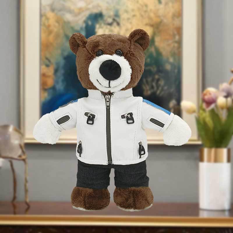 

Популярная милая плюшевая игрушка в виде медведя, едущего на мотоцикле 28cm белый