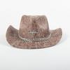 Fashion Suede Cowboy Hat for Women Men Unisex Wide Brim Hat with Metal Bull Head Breathable Sunproof Hat Travel Fedoras