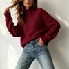 Damen Freizeit Farbe Rollkragen Langarm Strickpullover für den täglichen Gebrauch