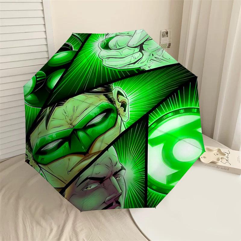 

1pc Green Lantern Automatic Open/Close Umbrella Compact Folding Umbrella with 8-Rib Shaft lightweight esign, for Women/Men1133A