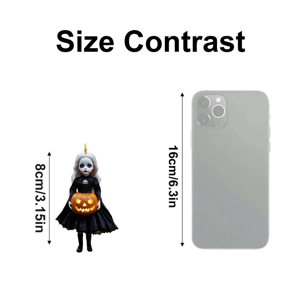 2D Pumpkins Man Christmas Tree Decoration Pendant Car Rearview Mirror Pendant Halloween Party Decorations, Horror Pumpkins Skeleton Witch Pendant