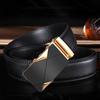 Men'S Cowhide Automatic Buckle Belt, Business Casual Simple And Versatile Belt, Middle-Aged And Young Trendy Leather Belt, Men'S