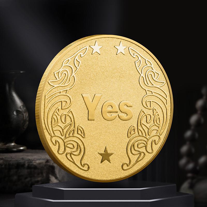 Gold-Plated YES/NO Decision Coin - Three-Dimensional Relief Commemorative Badge