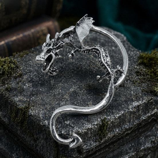 Retro Style Ear Cuff, Realistic Dragon Scale Design Ear Clip, Punk Style 3D Wings Claws Earring, Electroplated Ear Cuff for Daily Life Parties