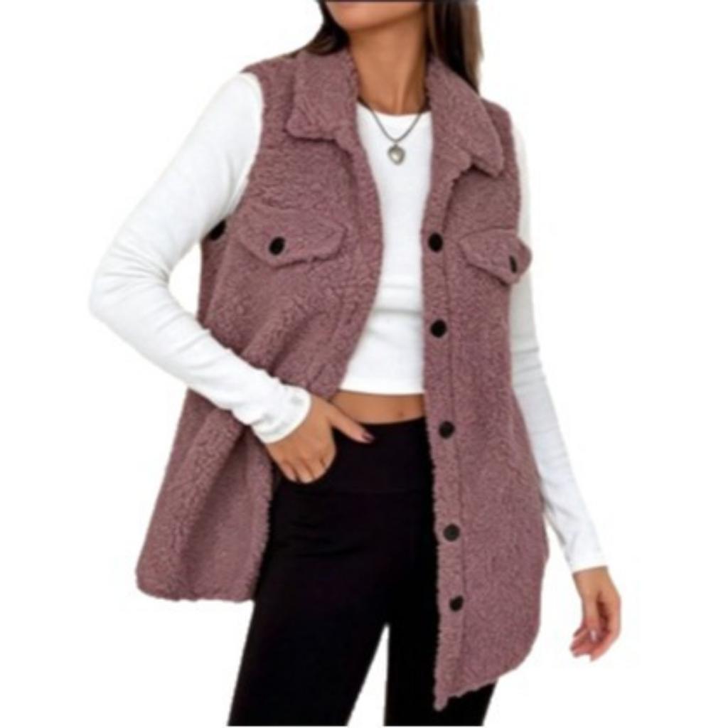 New Autumn Winter Lapel Fleece Vest Loose Fit Elegant Commuter Women's Sherpa Vest