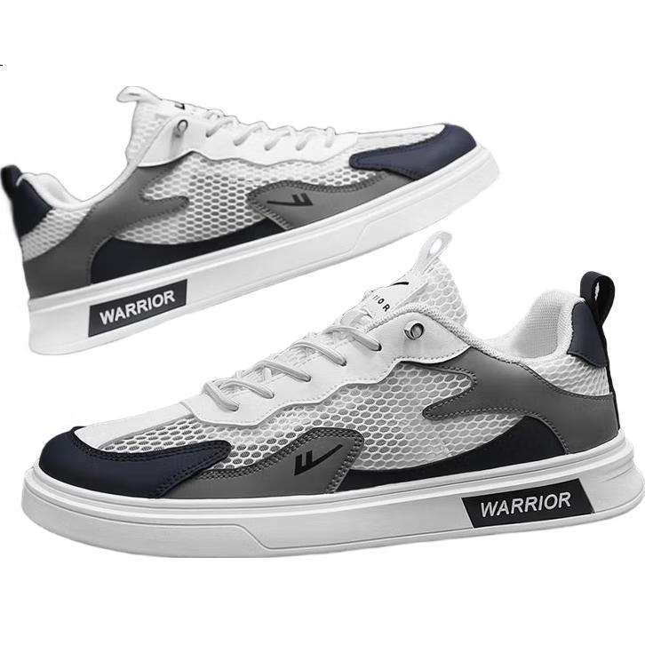 Huili Men's Mesh Sneakers, Summer New Style Men's Breathable Sandals, Casual Sports Shoes, White/blue/gray, Size 41