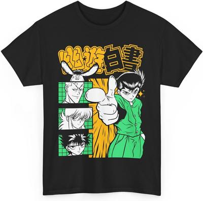 Yu Yu Hakusho T Shirt Yusuke Kuwabara Kurama Hiei Anime Gift T-Shirt Hakusho Tee Casual Short Sleeved T Shirt Unisex Tee