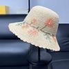 Japanese Hand-embroidered Woven Lafite Straw Hat Women's Summer Small Brim Travel Show Face Small Sunshade Sunscreen Fisherman Basin Hat