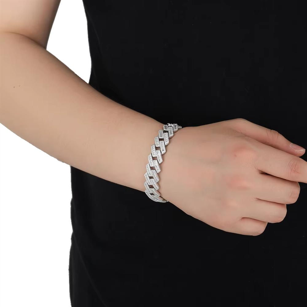 Personalized Trendy T-shaped Mixed Zirconia 16mm Men's Cuban Bracelet Gold Plated for Party Occasions