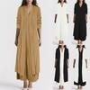 European and American New Casual Solid Color V-neck Cardigan Jacket Dress Set Two-piece Set for Women