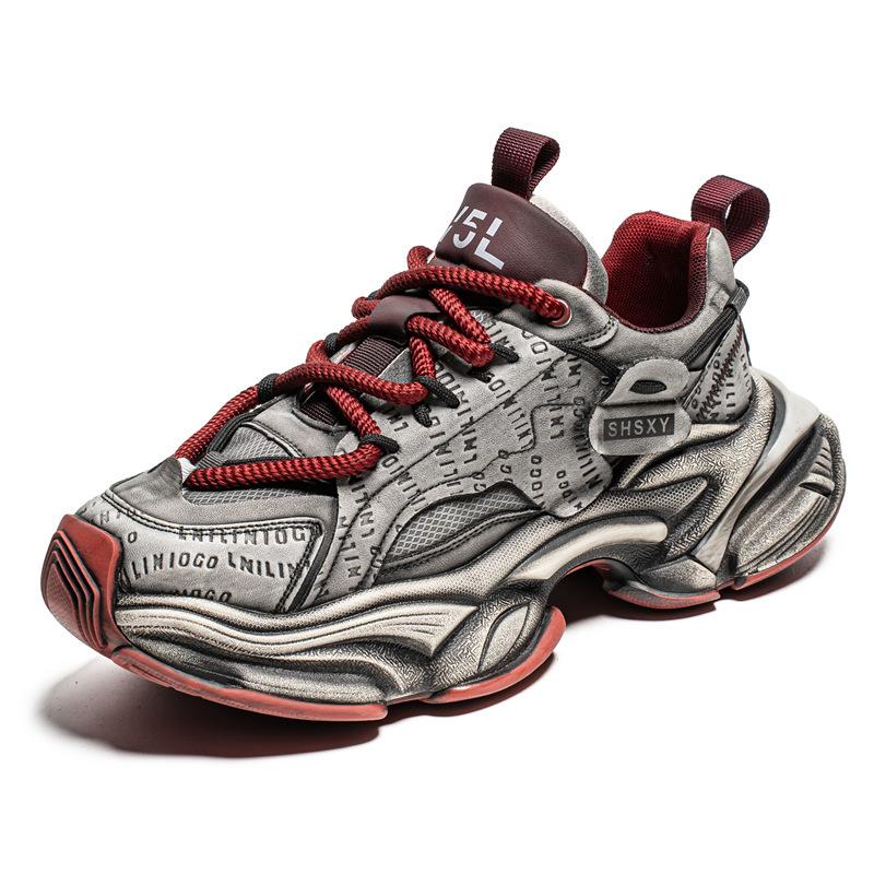 Autumn mesh breathable casual sports shoes student thick-soled heightening dad shoes