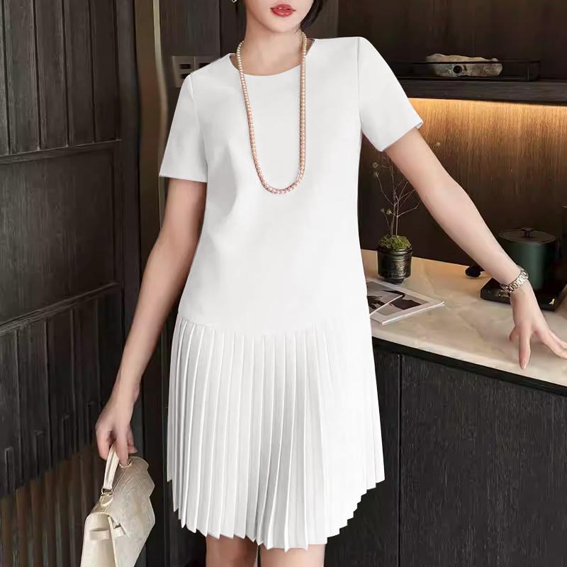 

ZANZEA Женское повседневное платье с круглым вырезом, однотонное, летнее, с коротким рукавом 5XL белый