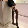 Ladies' Black Rivet Fishing Net Knee High Socks Hollow Socks Long Black Silk Suspender Sexy Silk Mesh Stockings