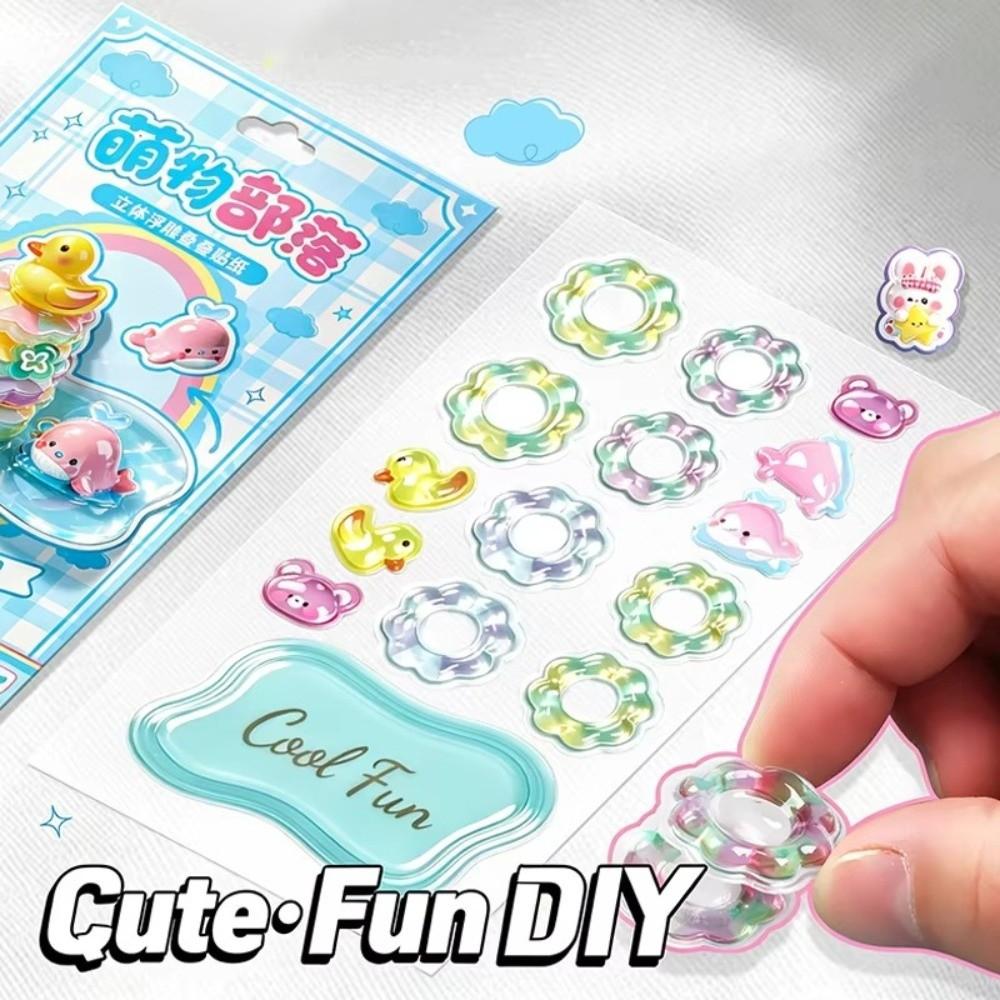 Drop Glue 3D DIY Crystal Stickers Whale Relief Ornament Stickers Cartoon Stacking Stickers  Office